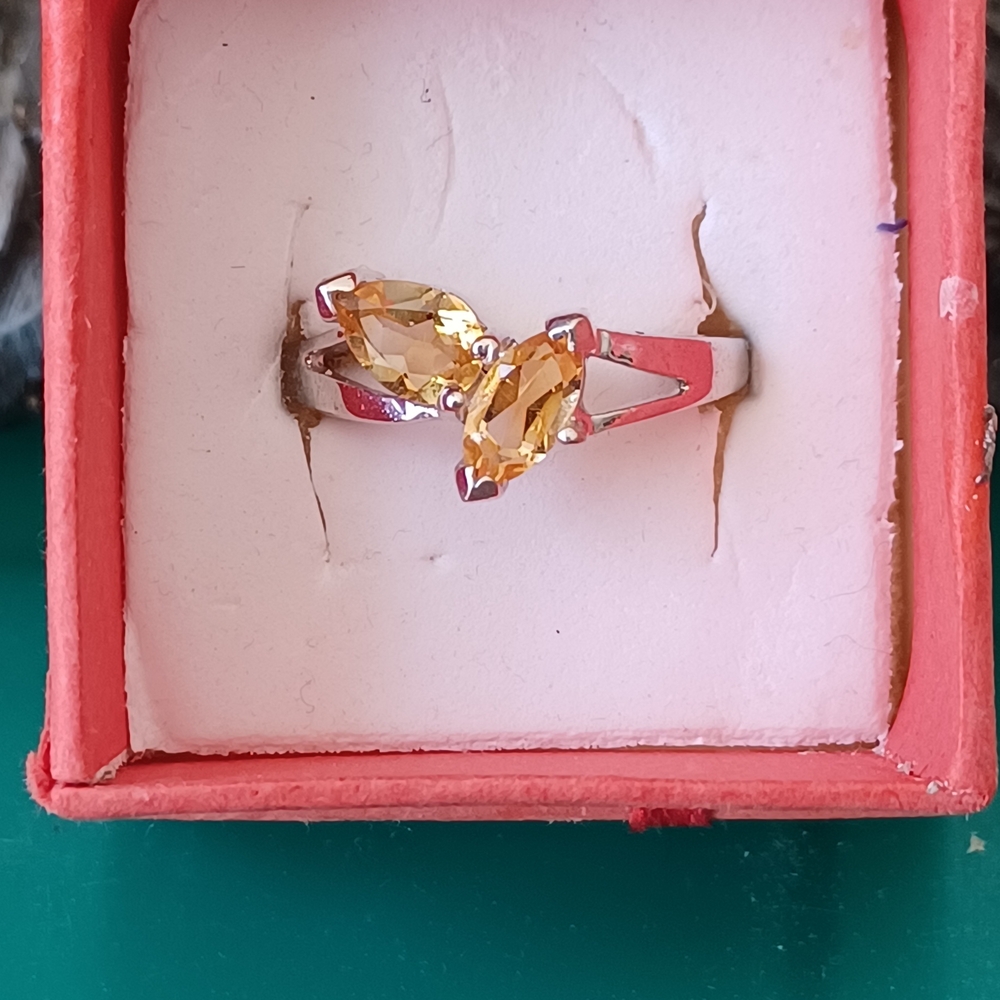New Sterling Silver Natural Citrine Women's Ring